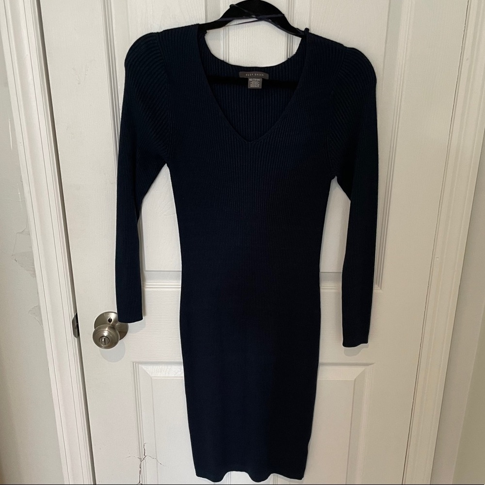 Suzy Shier blue long sleeve knit dress XS